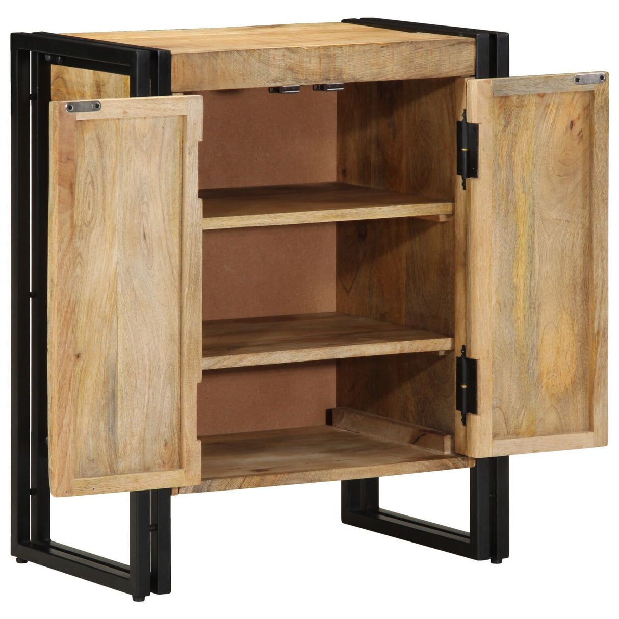 Shoe Cabinet Black 30X30X40 Cm Solid Mango Wood And Steel