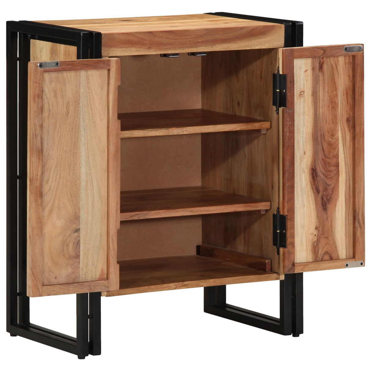 Shoe Cabinet Black 30X30X40 Cm Solid Mango Wood And Steel