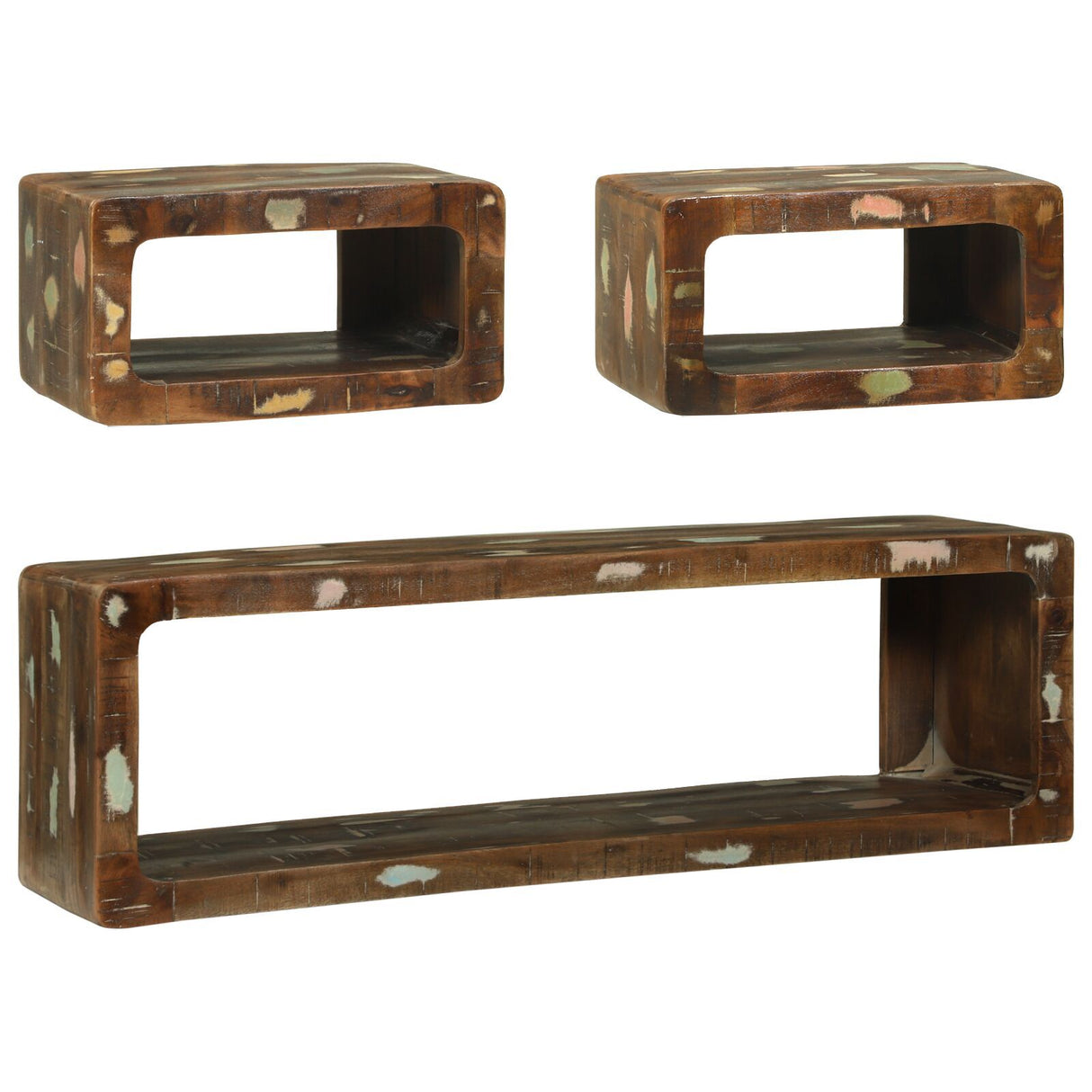 3 Piece Tv Cabinet Set Multicolour Solid Wood Reclaimed