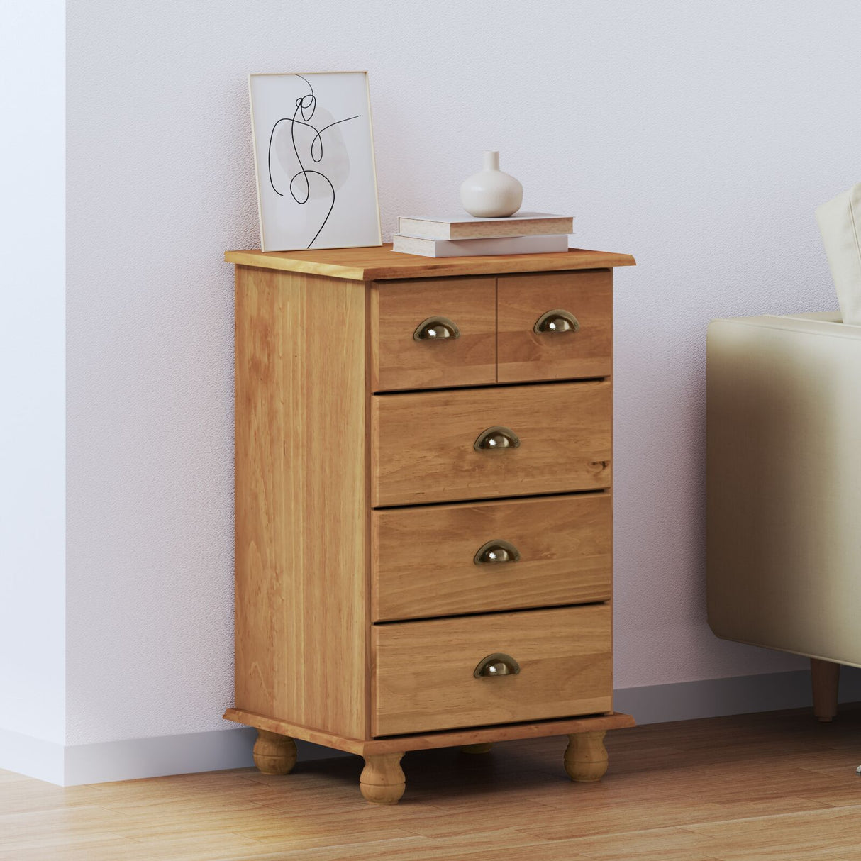 Chest Of Drawers 'Askim'honey 45.8X40X79 Cm Solid Wood Pine