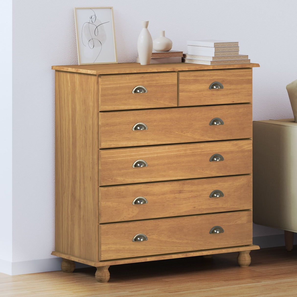 Chest Of Drawers 'Askim'91X40X95.5 Cm Solid Wood Pine