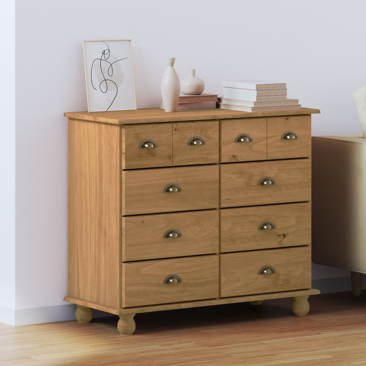 Chest Of Drawers 'Askim'honey 91X40X79 Cm Solid Wood Pine
