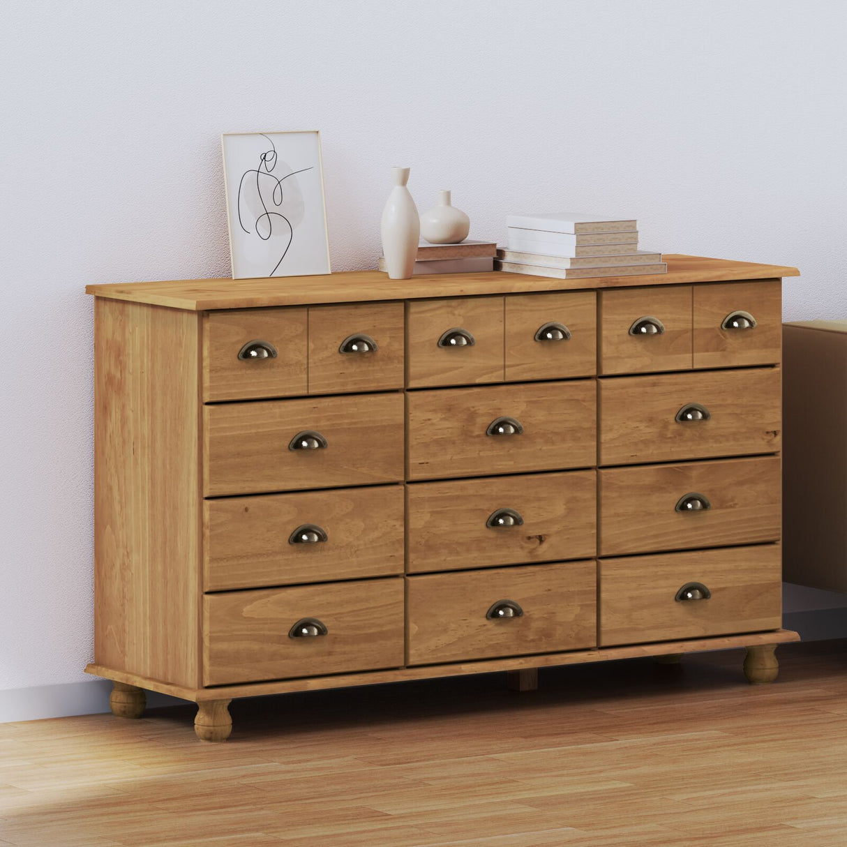 Chest Of Drawers "Askim" 79X40X133.5 Cm Solid Wood Pine