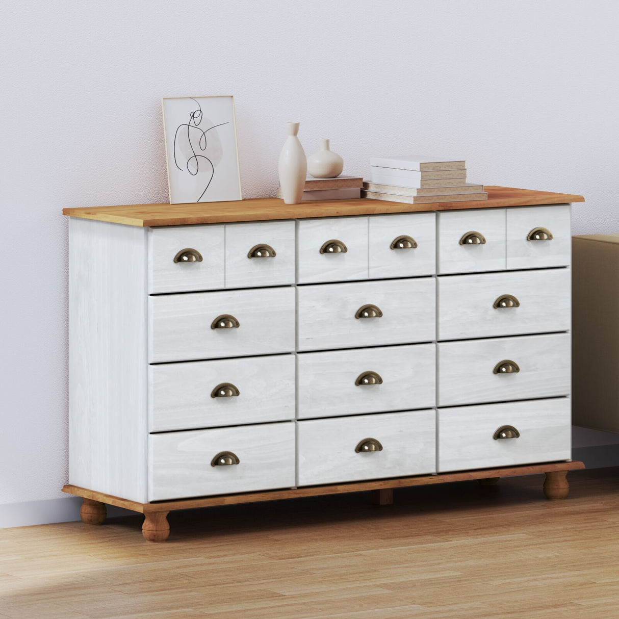 Chest Of Drawers "Askim" 79X40X133.5 Cm Solid Wood Pine