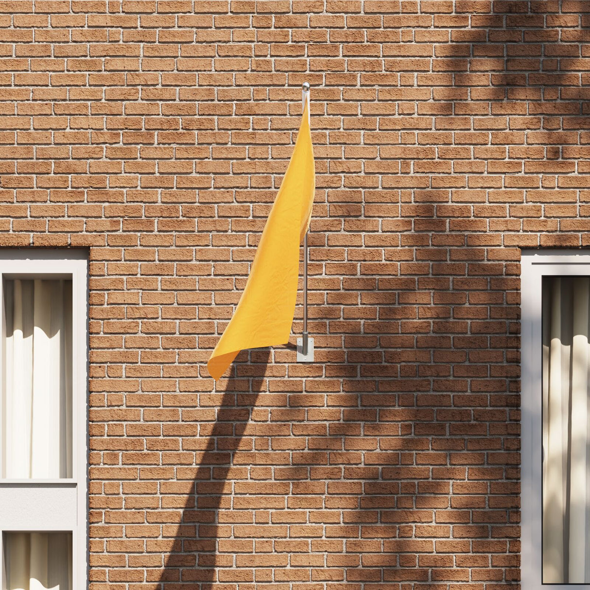 Flag Pole Holder For One Flag - Wall-Mounted, Black Steel