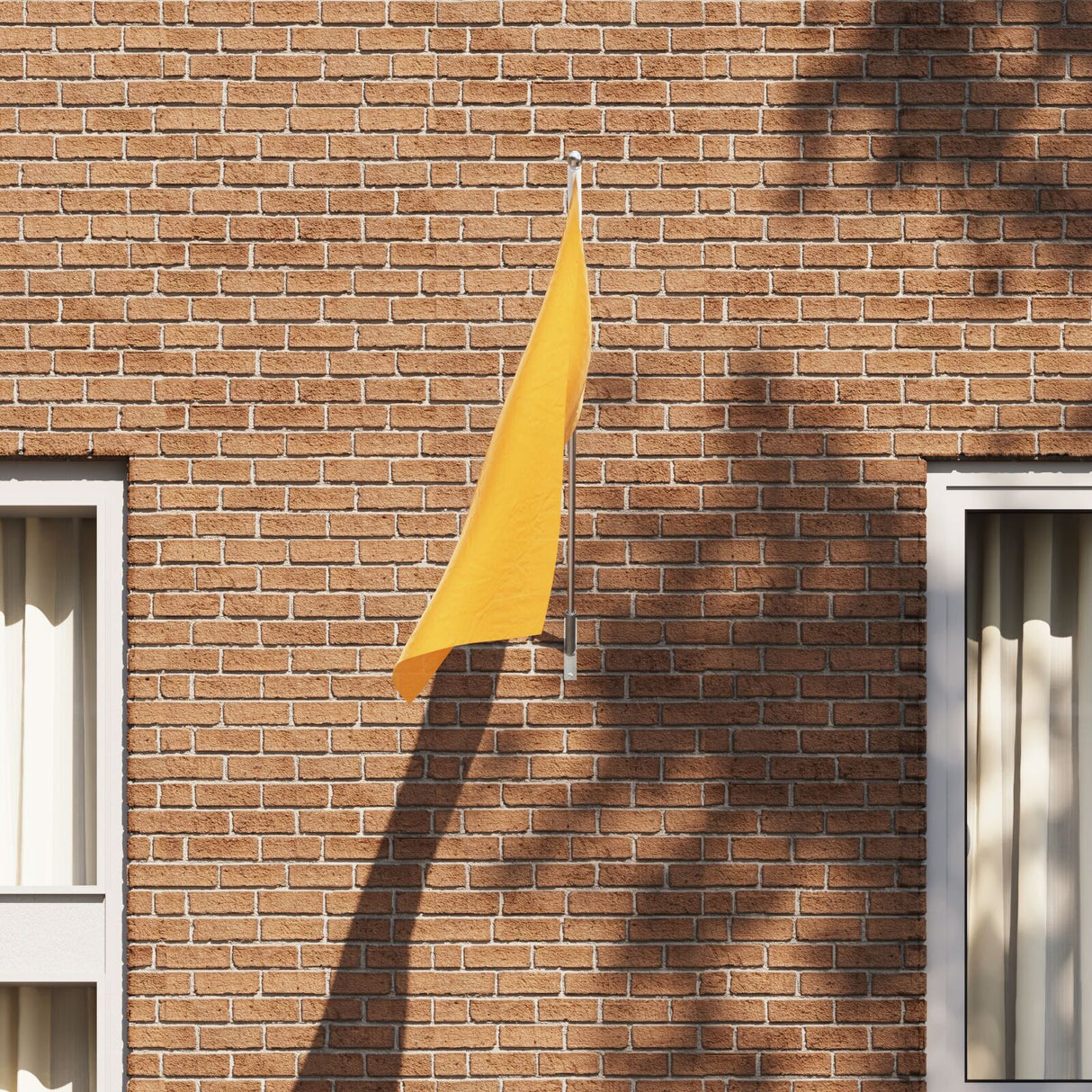 Flag Pole Holder For One Flag - Wall-Mounted, Black Steel