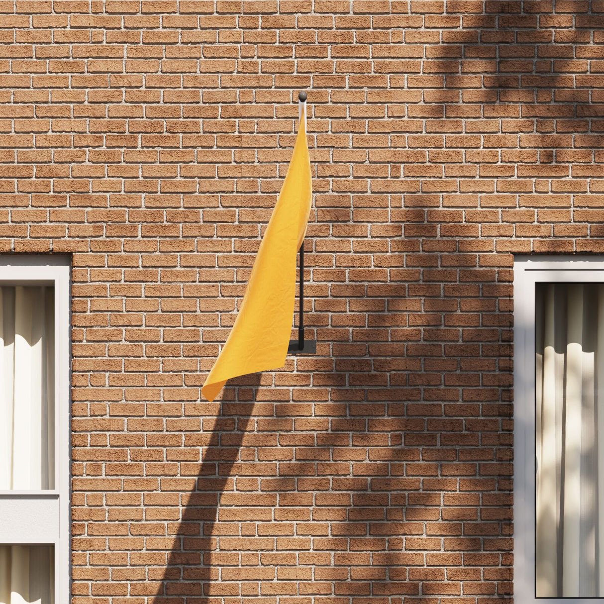 Flag Pole Holder For One Flag - Wall-Mounted, Black Steel