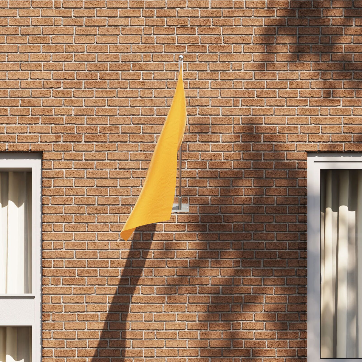 Flag Pole Holder For One Flag - Wall-Mounted, Black Steel