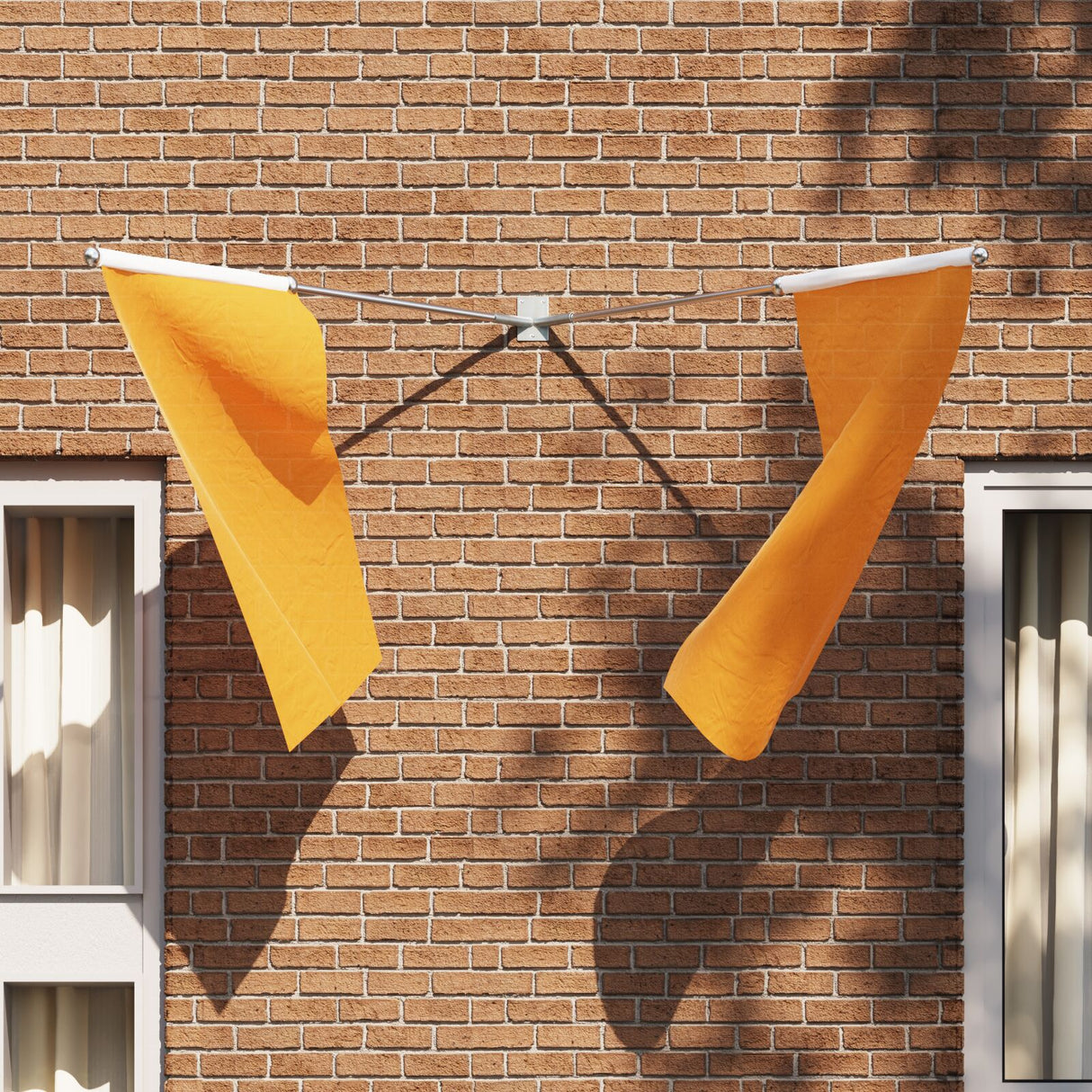 Flag Pole Holder For One Flag - Wall-Mounted, Black Steel