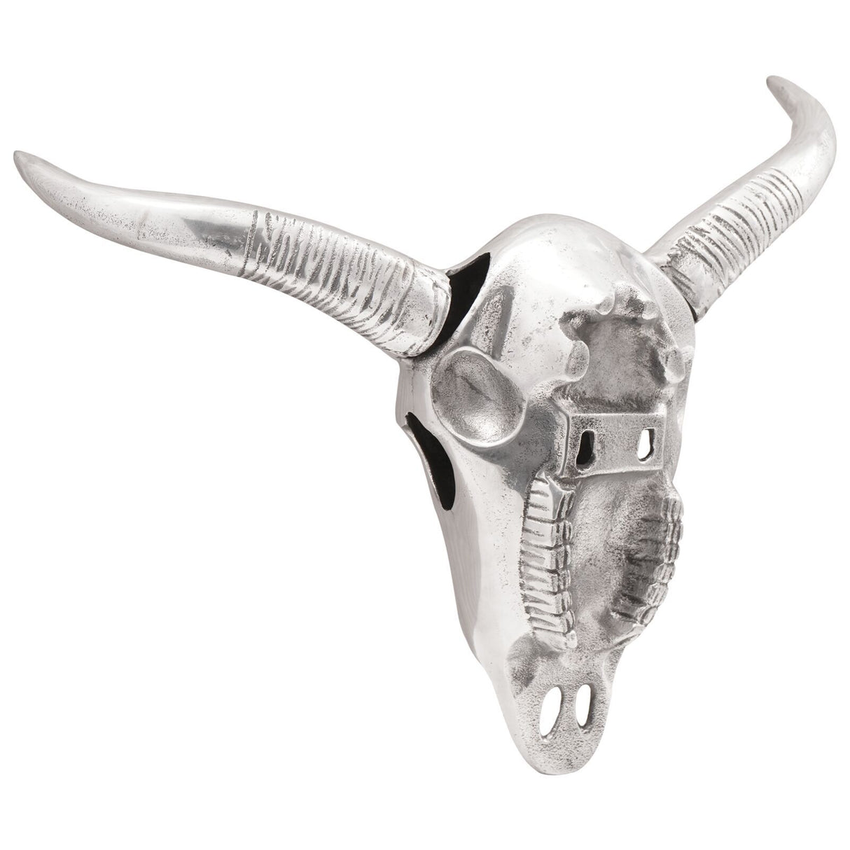 Wall Mounted Bull Silver 49X10X36 Cm Aluminium