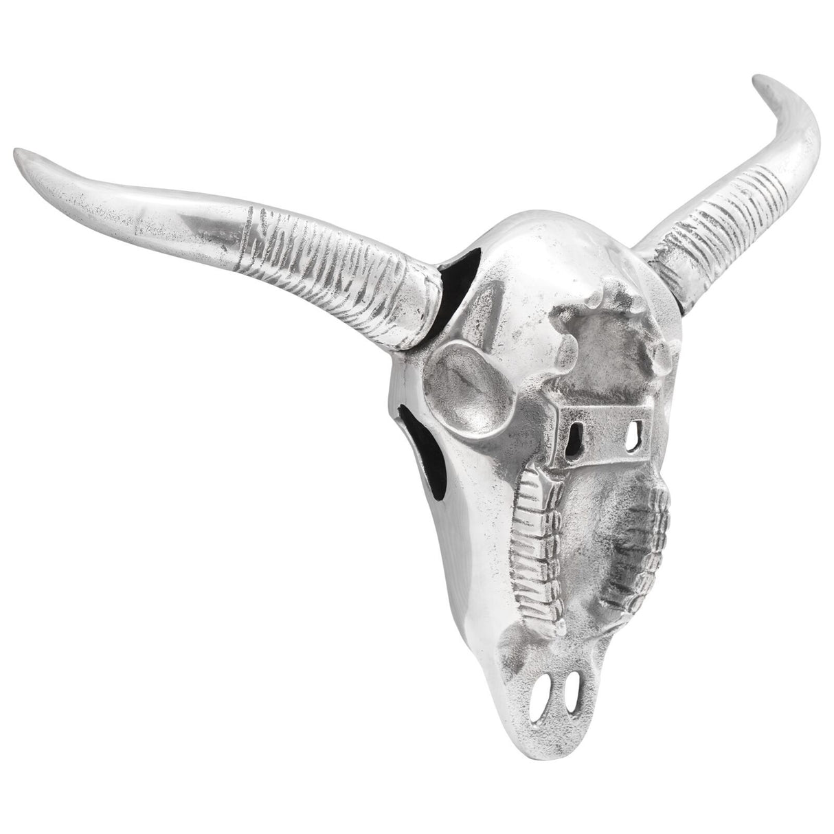 Wall Mounted Bull Silver 49X10X36 Cm Aluminium