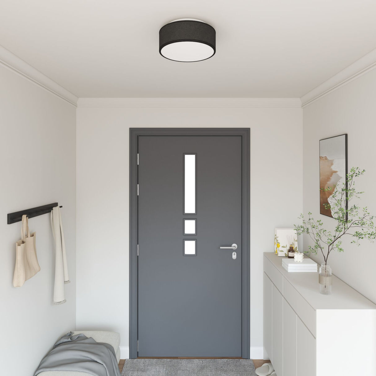 Ceiling Light - Fabric Flush Mount, 30 Cm E27