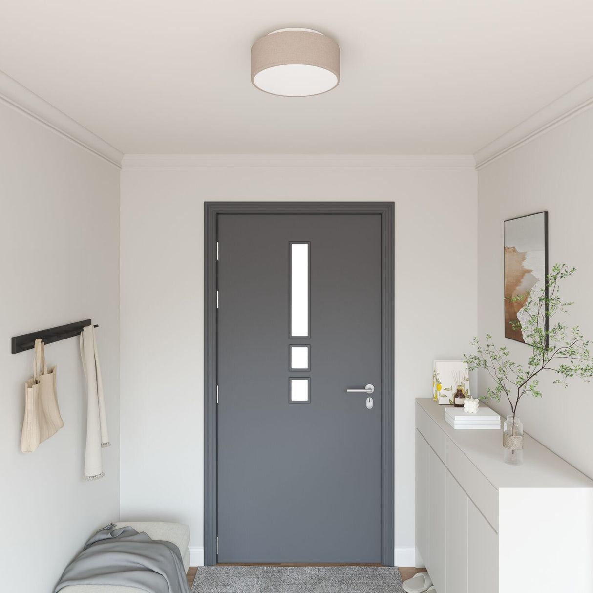 Ceiling Light - Fabric Flush Mount, 30 Cm E27