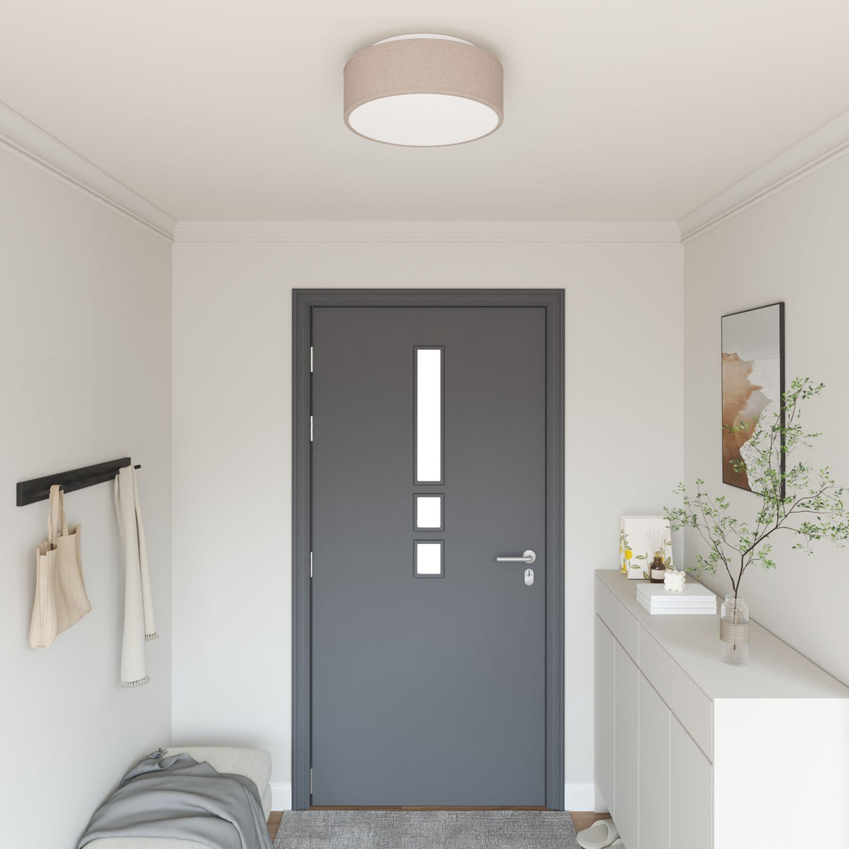 Ceiling Light - Fabric Flush Mount, 30 Cm E27