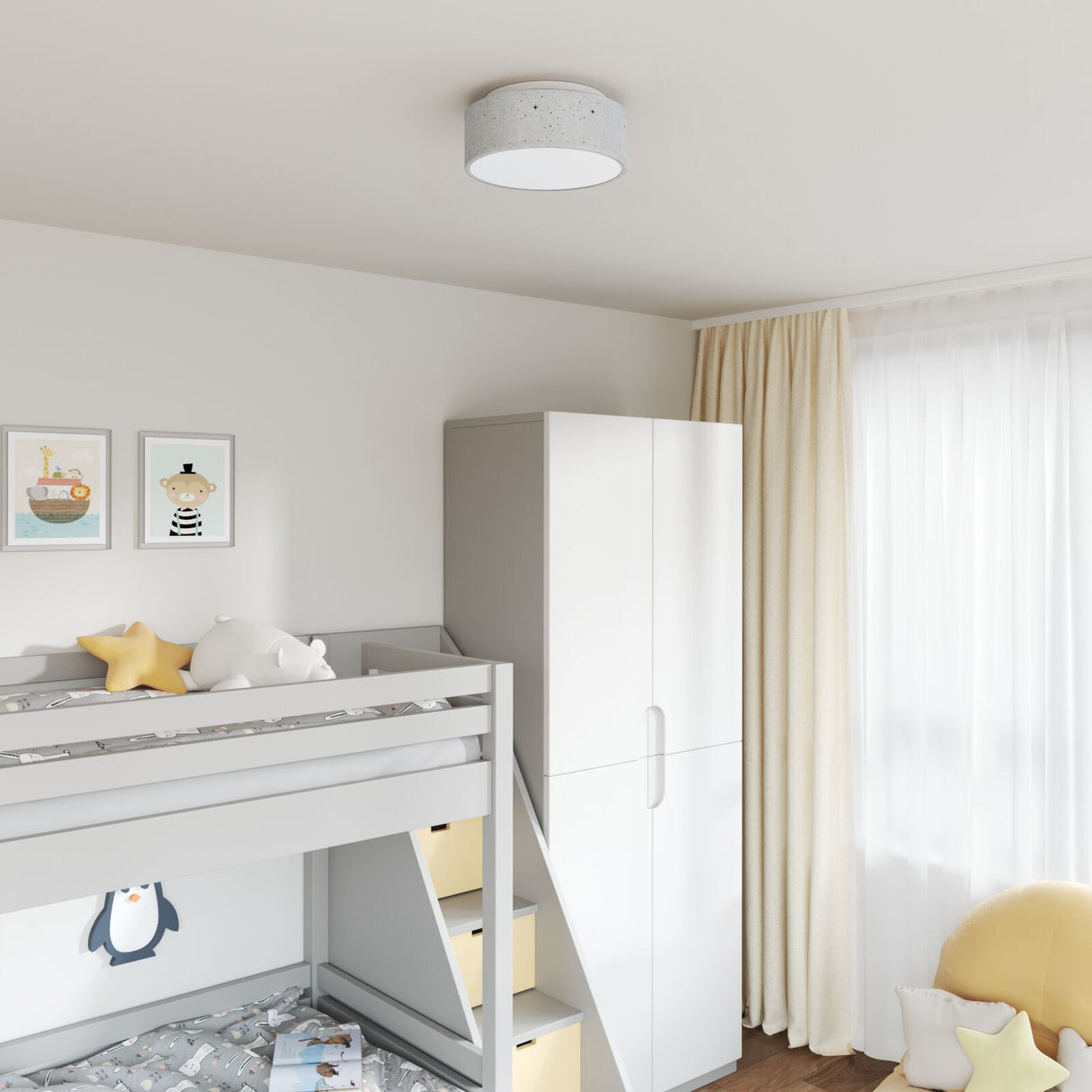 Ceiling Light - Fabric Flush Mount, 30 Cm E27