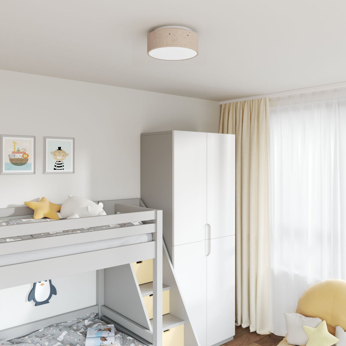 Ceiling Light - Fabric Flush Mount, 30 Cm E27