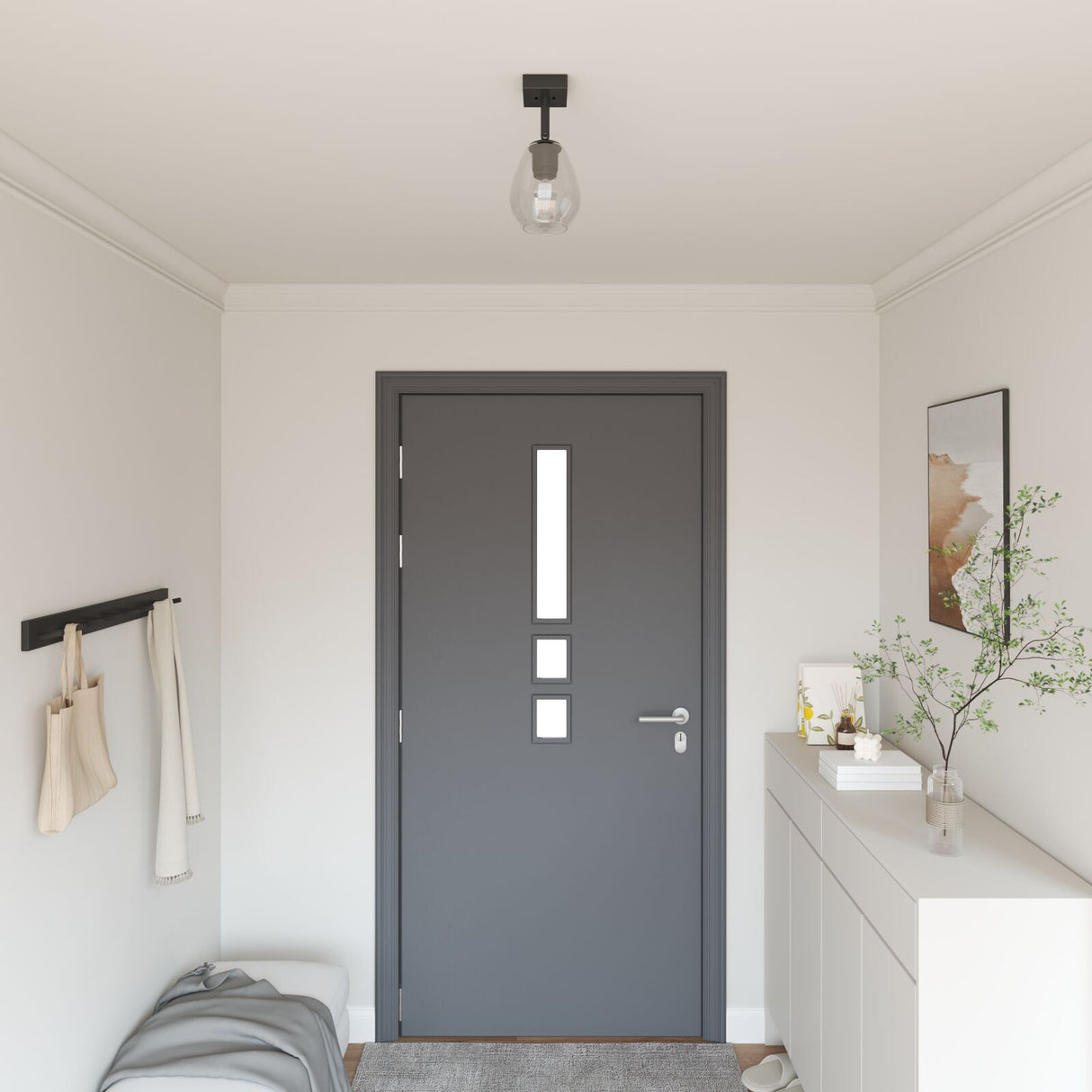 Ceiling Lights With Adjustable Glass Lampshade Anthracite E27