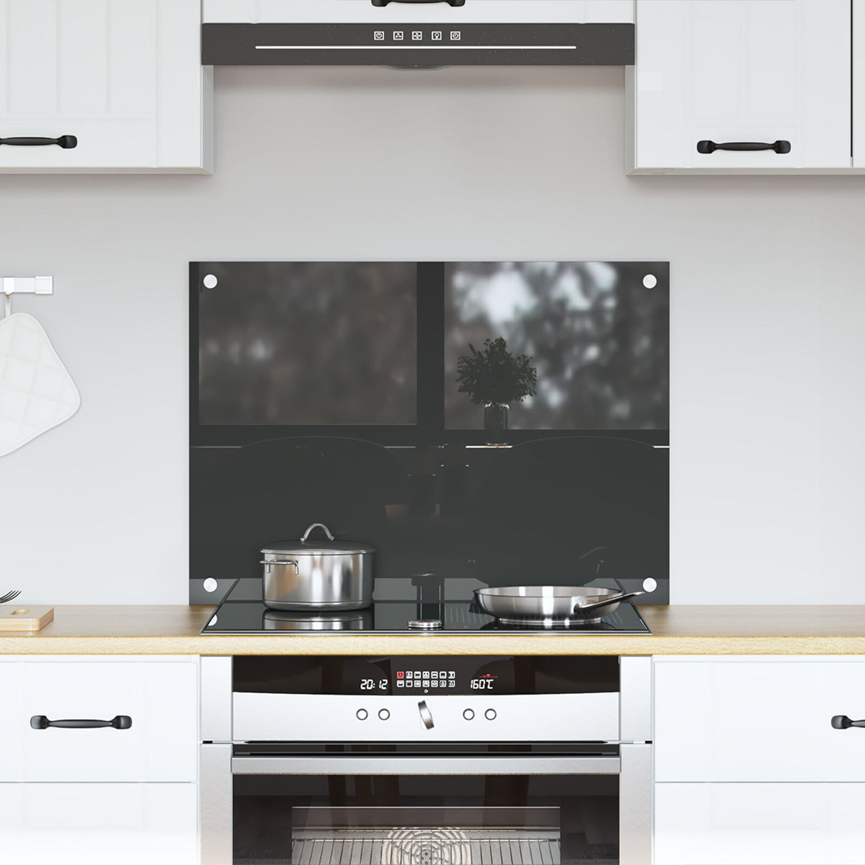 Kitchen Backsplash Dark Grey 70X50X0.6 Cm Tempered Glass