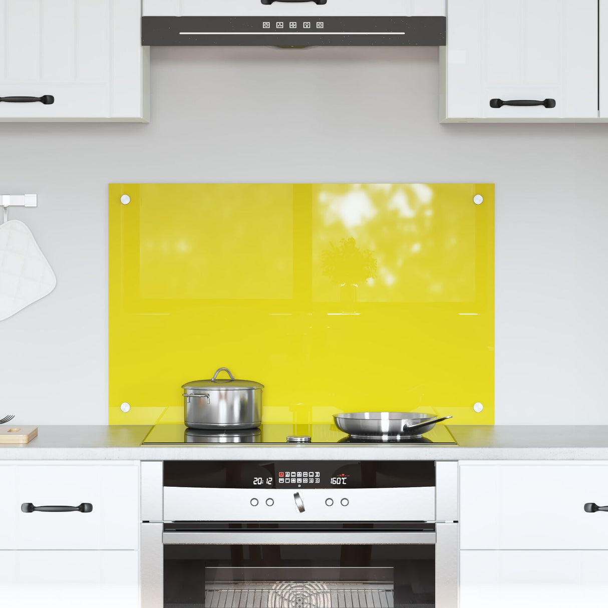 Kitchen Backsplash In Yellow - 80X50X0.6 Cm Tempered Glass
