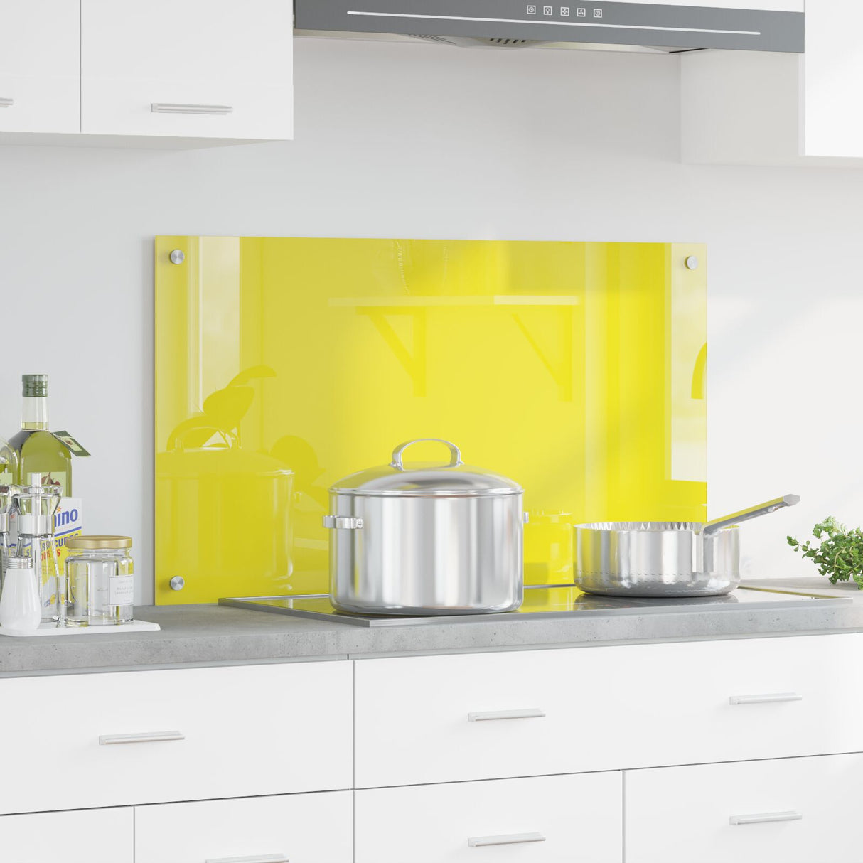 Yellow Kitchen Backsplash, 90X50X0.6 Cm, Tempered Glass