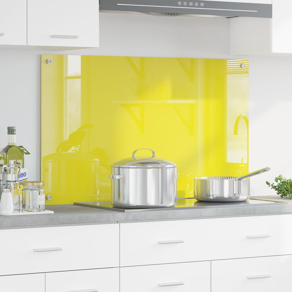 Yellow Kitchen Backsplash - 100X60X0.6 Cm Tempered Glass