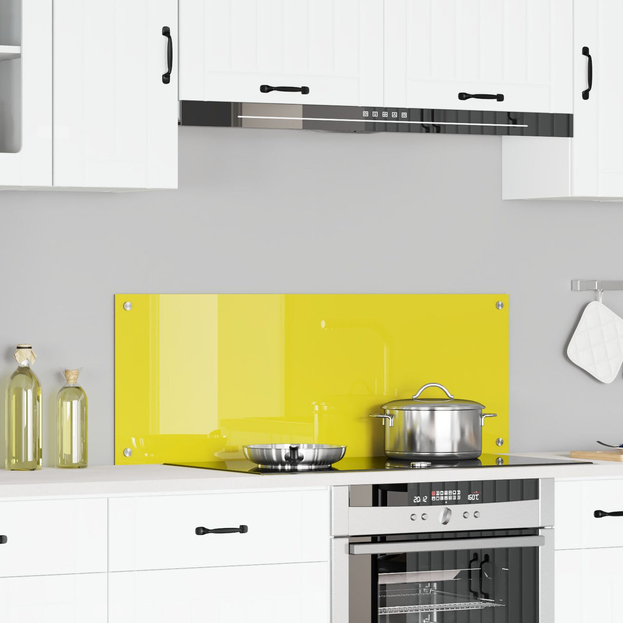 Yellow Kitchen Backsplash 110X40X0.6 Cm Tempered Glass