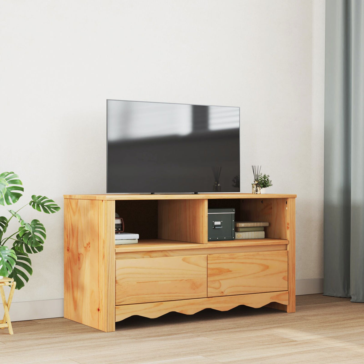 Tv Cabinet "Drammen" 99X43X55 Cm Solid Wood Pine