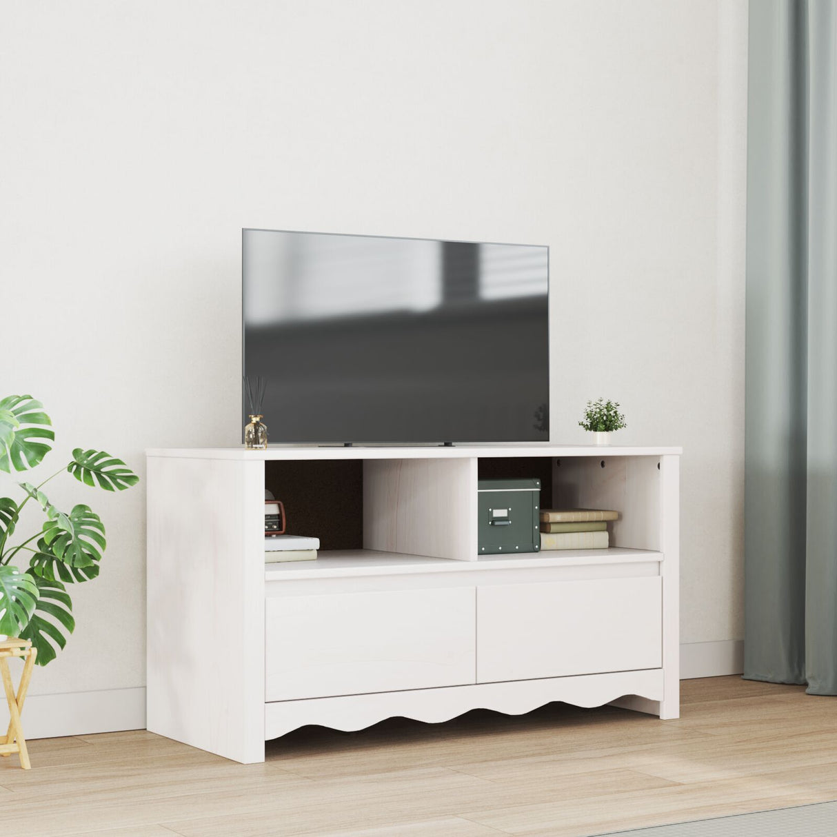 Tv Cabinet "Drammen" 99X43X55 Cm Solid Wood Pine