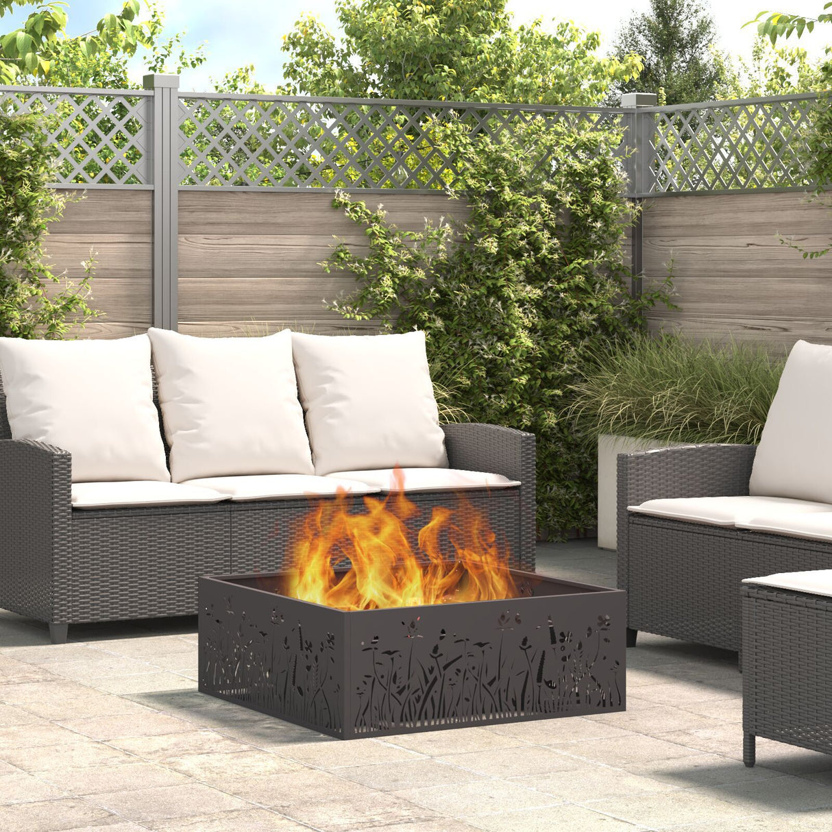 Fire Pit Square Black Steel