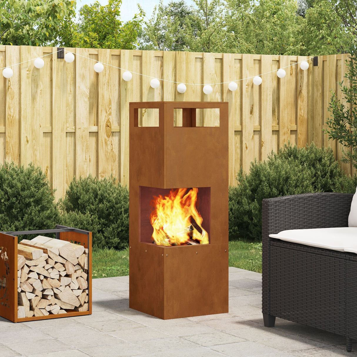Fire Pit Square Black Steel