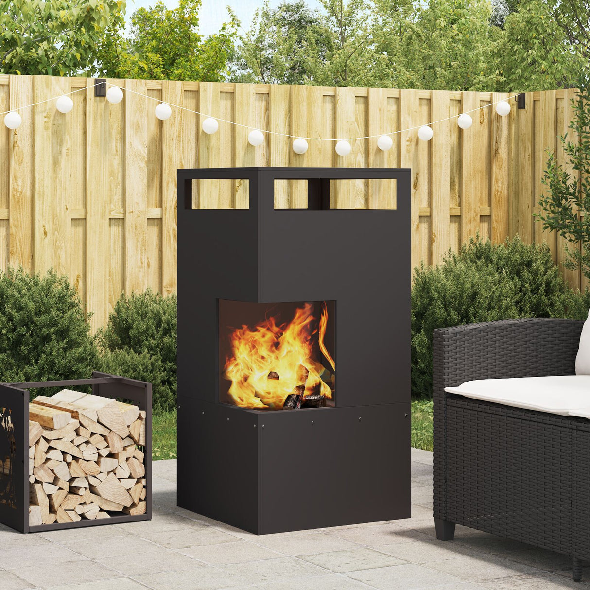 Fire Pit Square Black Steel