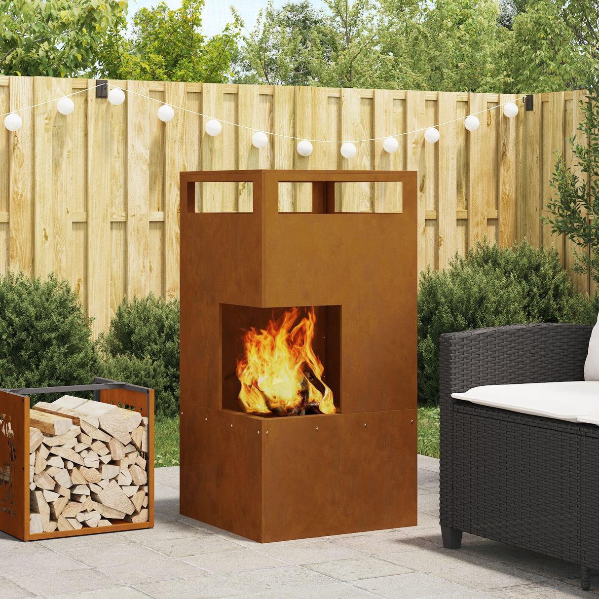 Fire Pit Square Black Steel