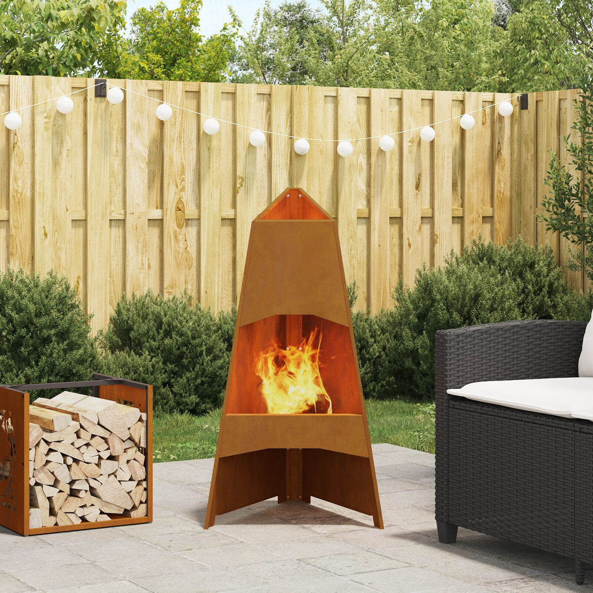 Fire Pit Pyramid Black 50X45X95 Cm Steel