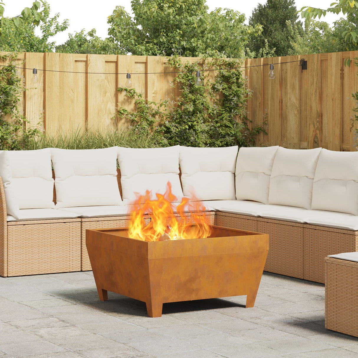 Square Fire Pit - Black, 50X50X30 Cm, Steel