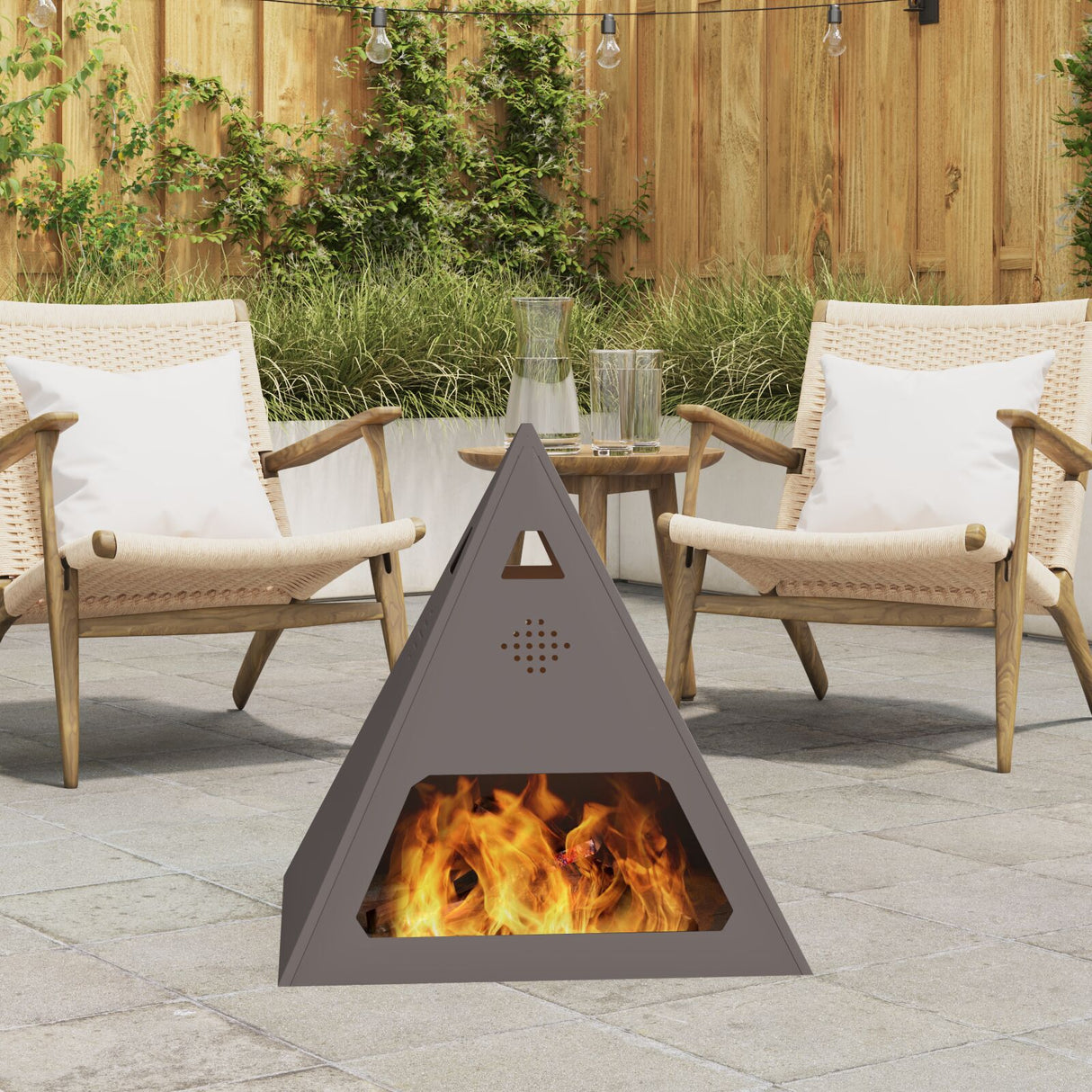 Fire Pit Pyramid Black 50X50X51 Cm Steel
