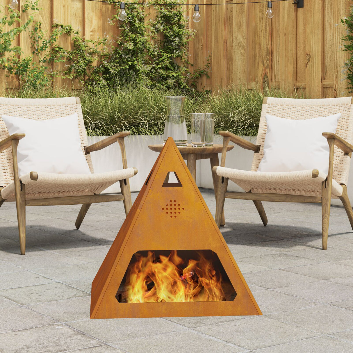 Fire Pit Pyramid Black 50X50X51 Cm Steel