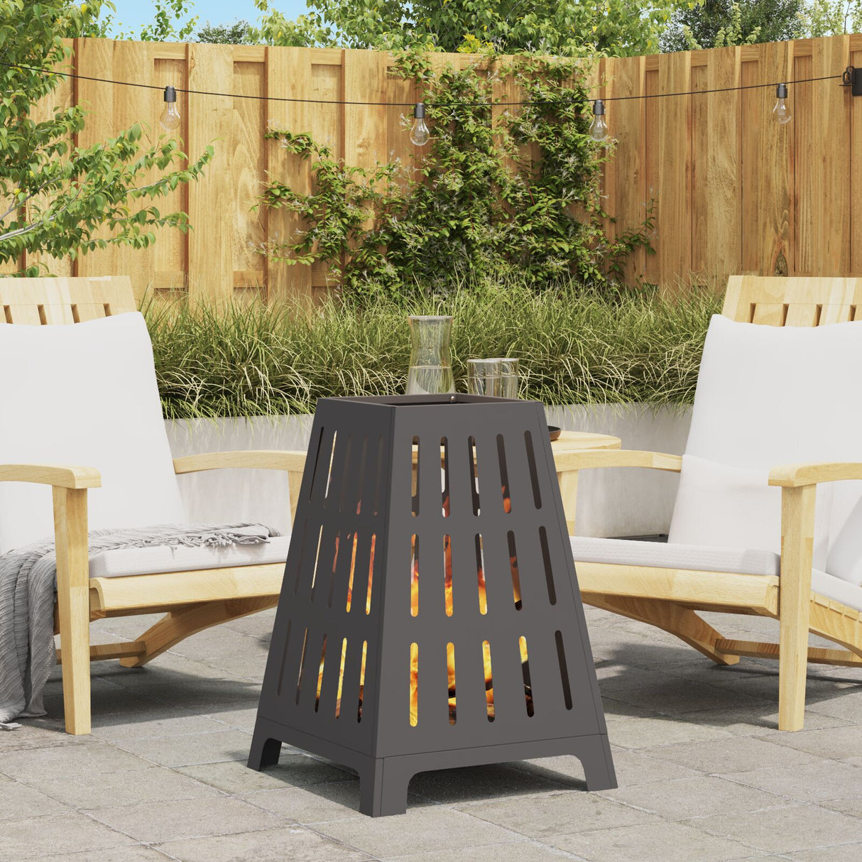 Fire Pit Square Black 50X50X70 Cm Steel