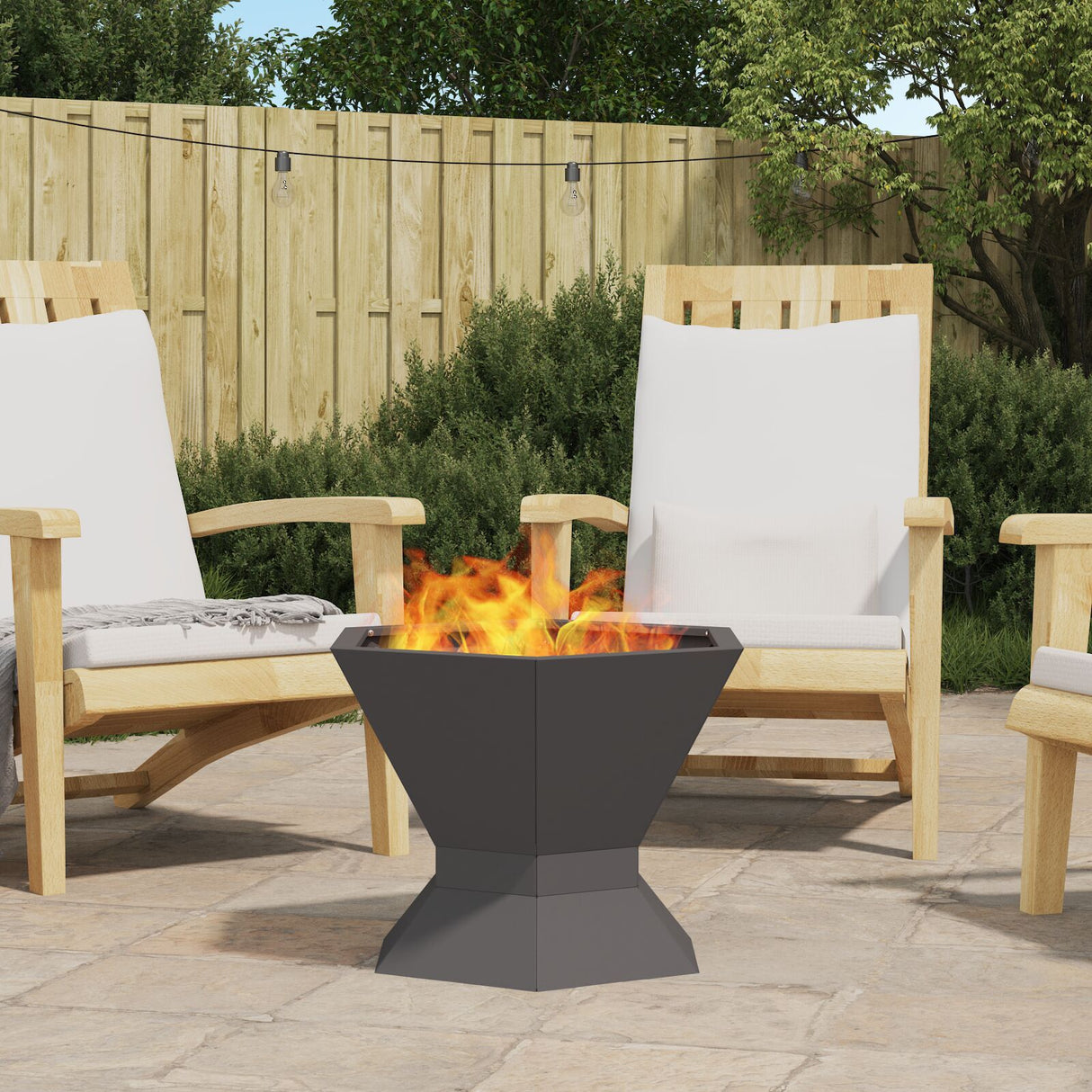 Fire Pit Hexagonal Black 50X50X40 Cm Steel