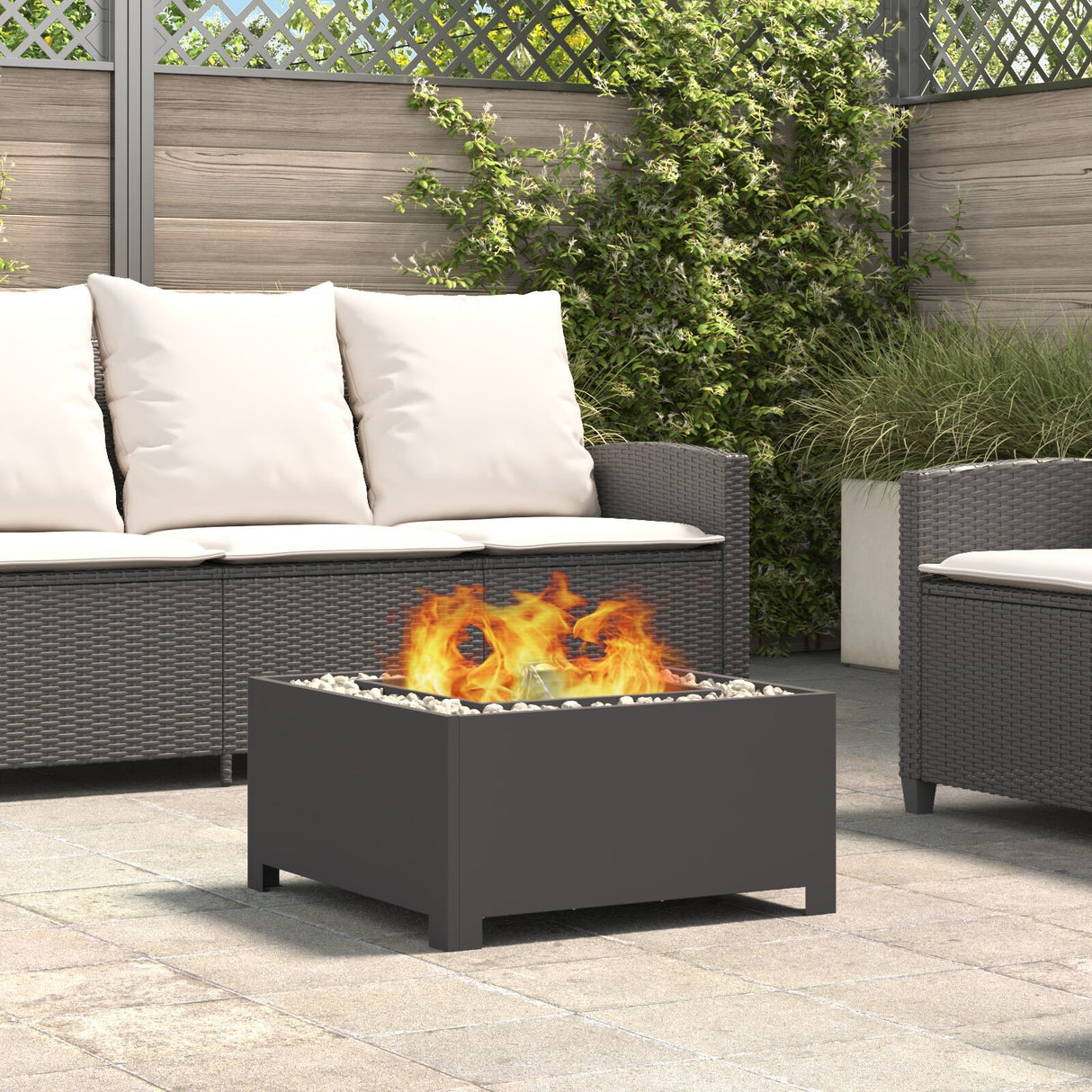 Fire Pit Square Black Steel