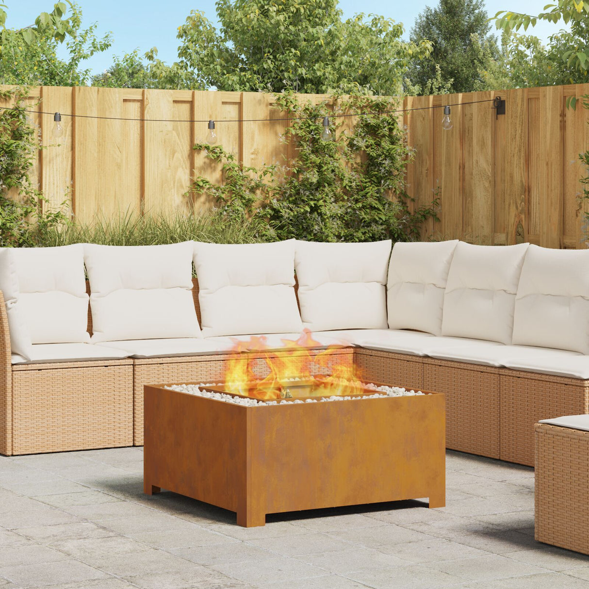 Fire Pit Square Black Steel