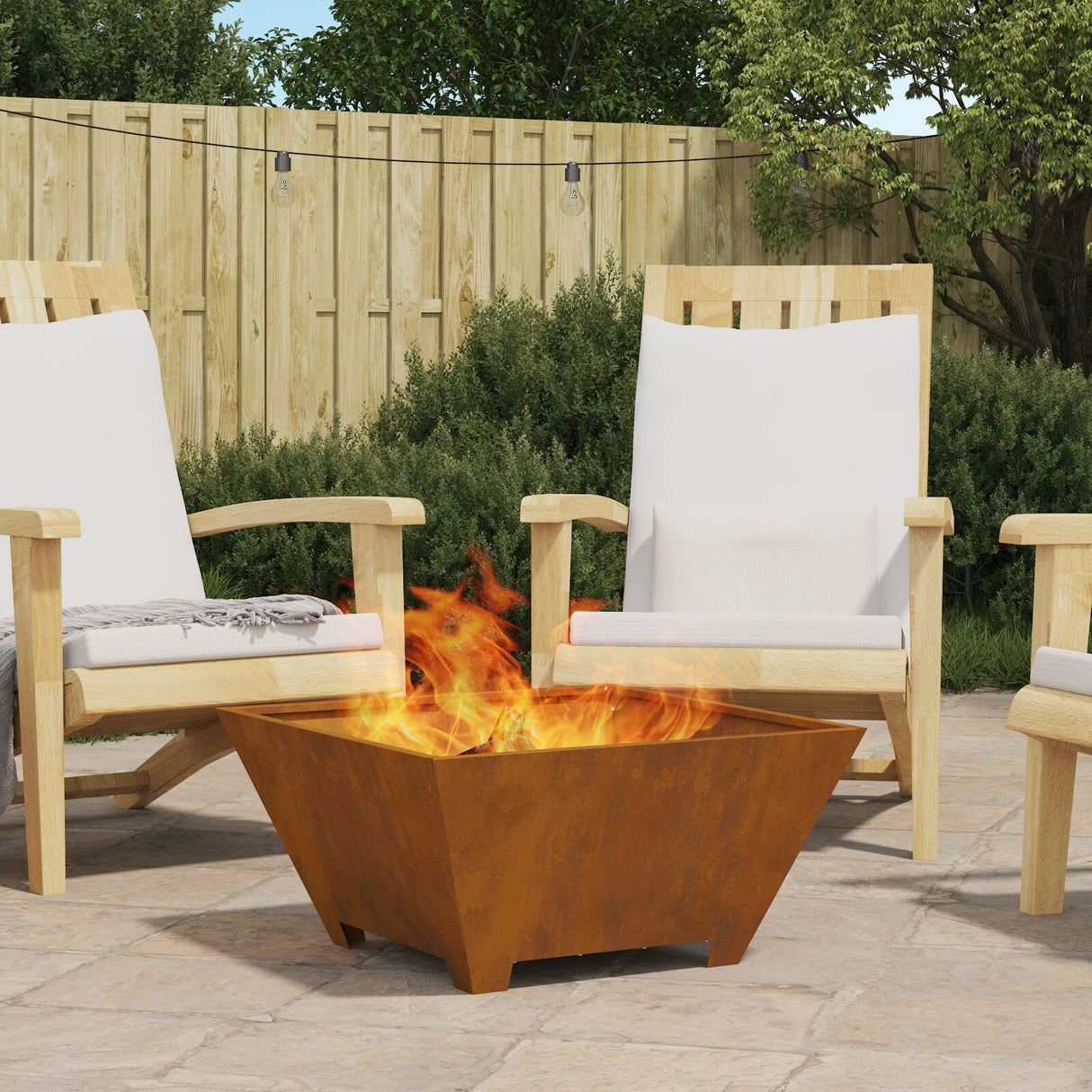 Fire Pit Square Black Steel