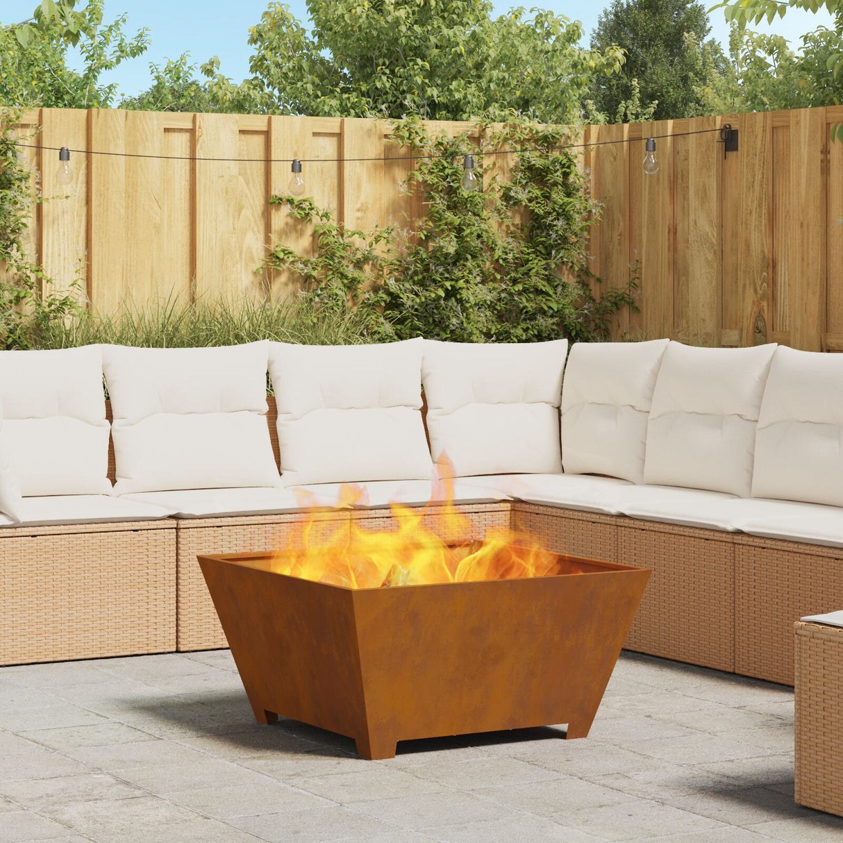 Fire Pit Square Black Steel