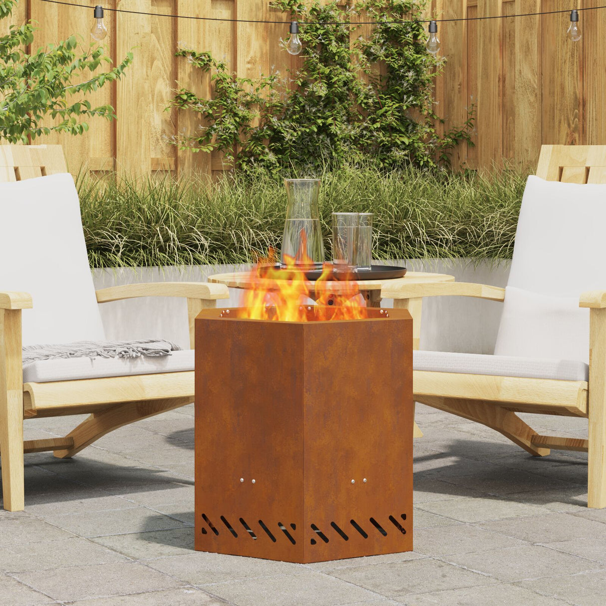 Smokeless Fire Pit Hexagonal Black Steel