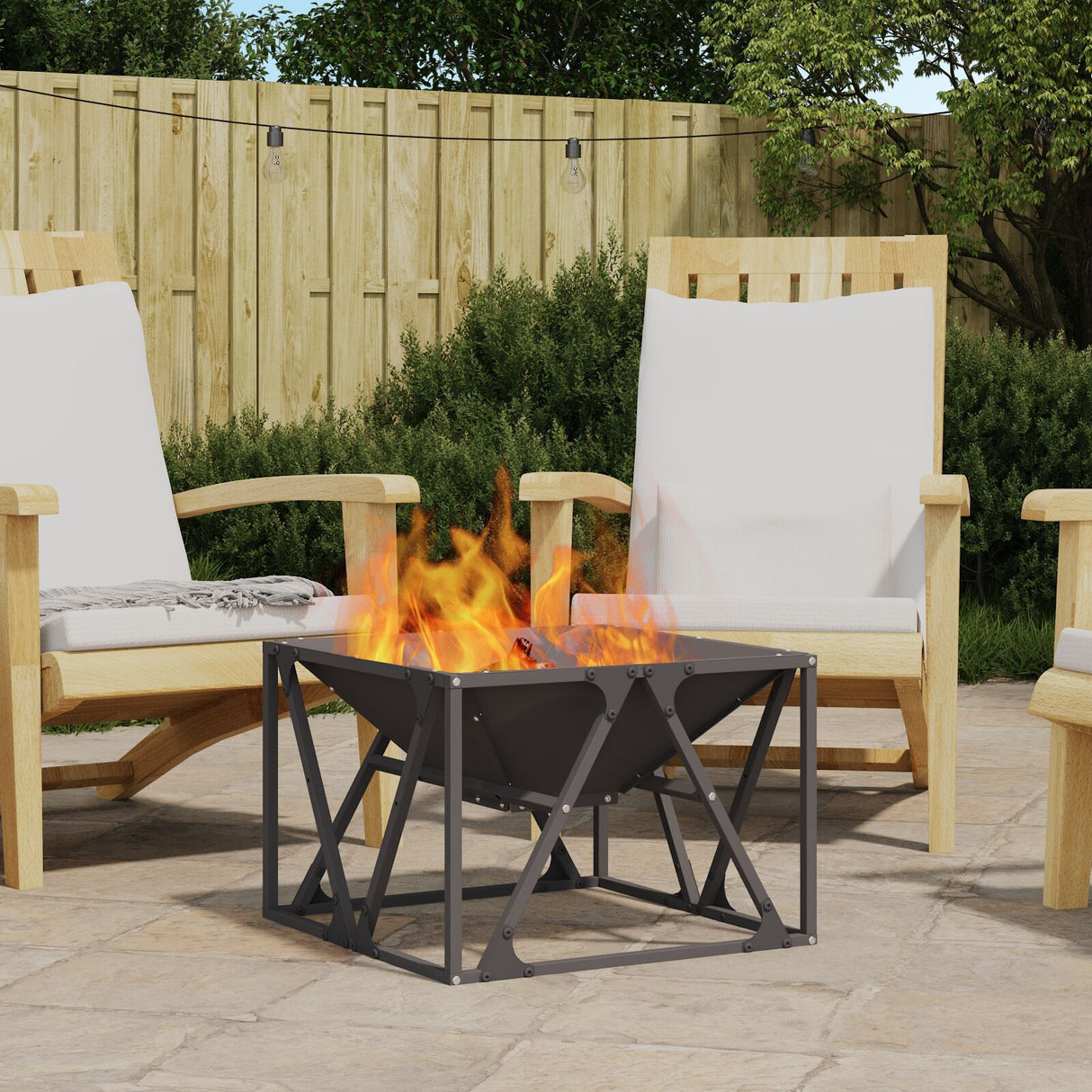 Fire Pit Square Black Steel