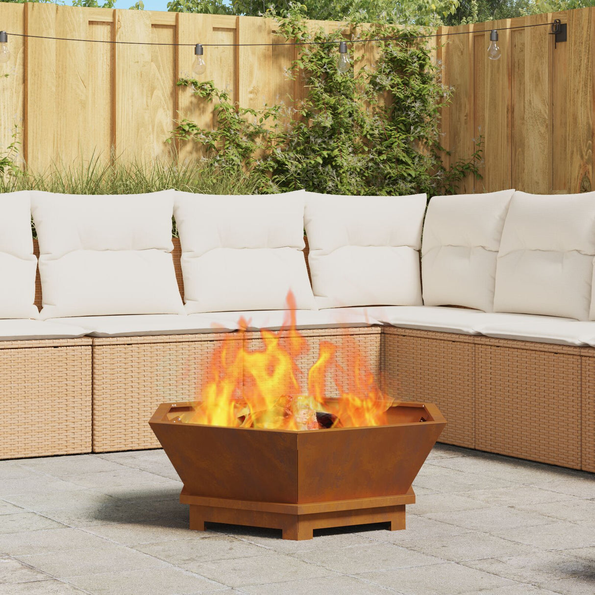 Fire Pit Hexagonal Black Steel
