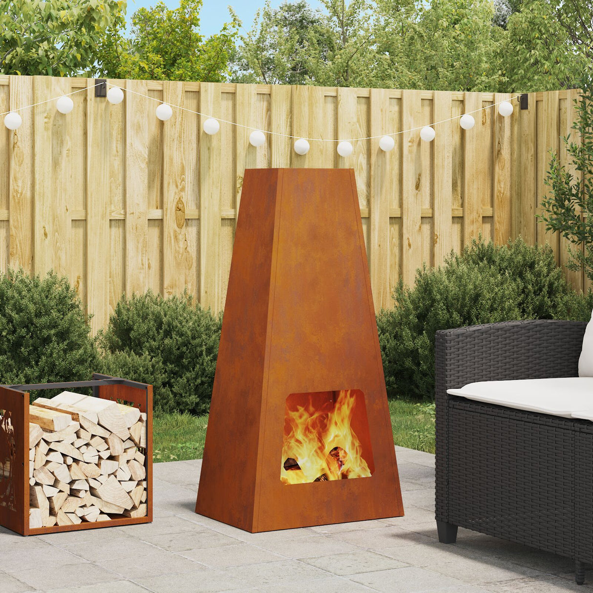 Fire Pit Black 50X35X100 Cm Steel