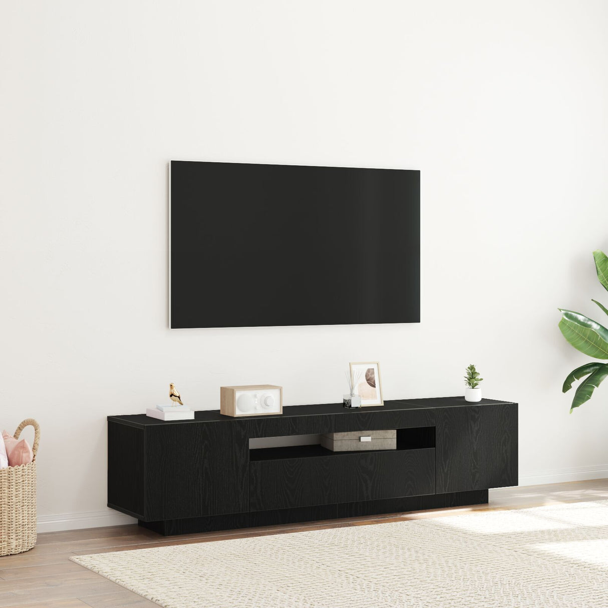Tv Stand With Led Lights - , 160X35X40 Cm, Made From Engineered Wood
