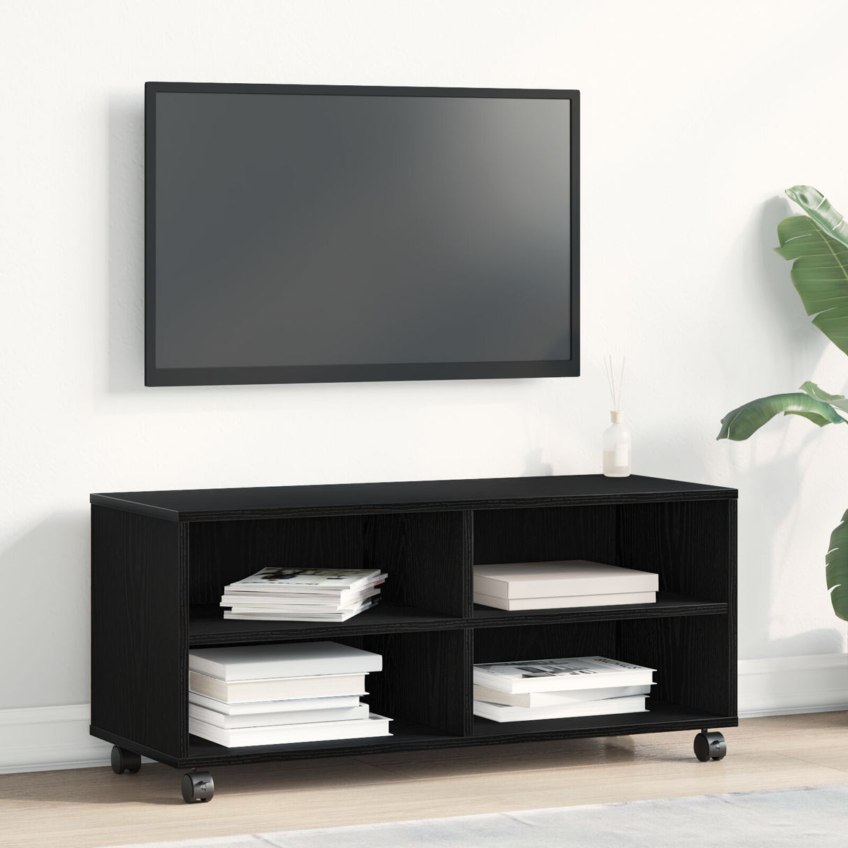 Tv Cabinet Black 90X35X35 Cm Engineered Wood