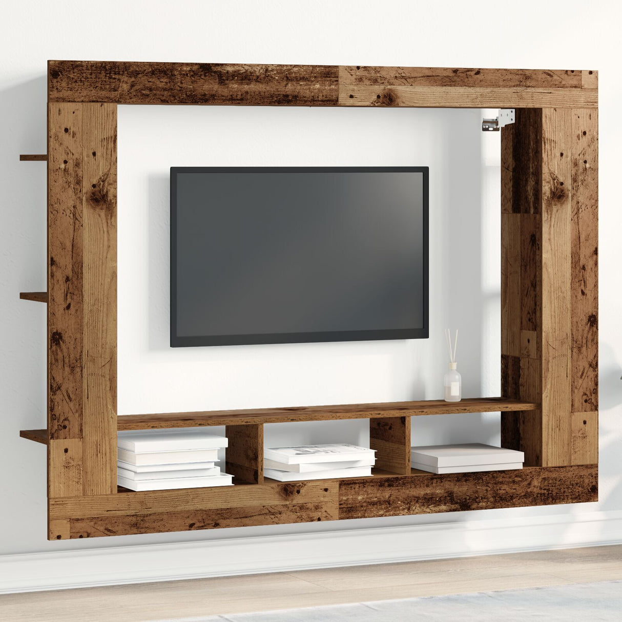 Tv Cabinet Wall-Mounted Old Wood 152X22X113 Cm