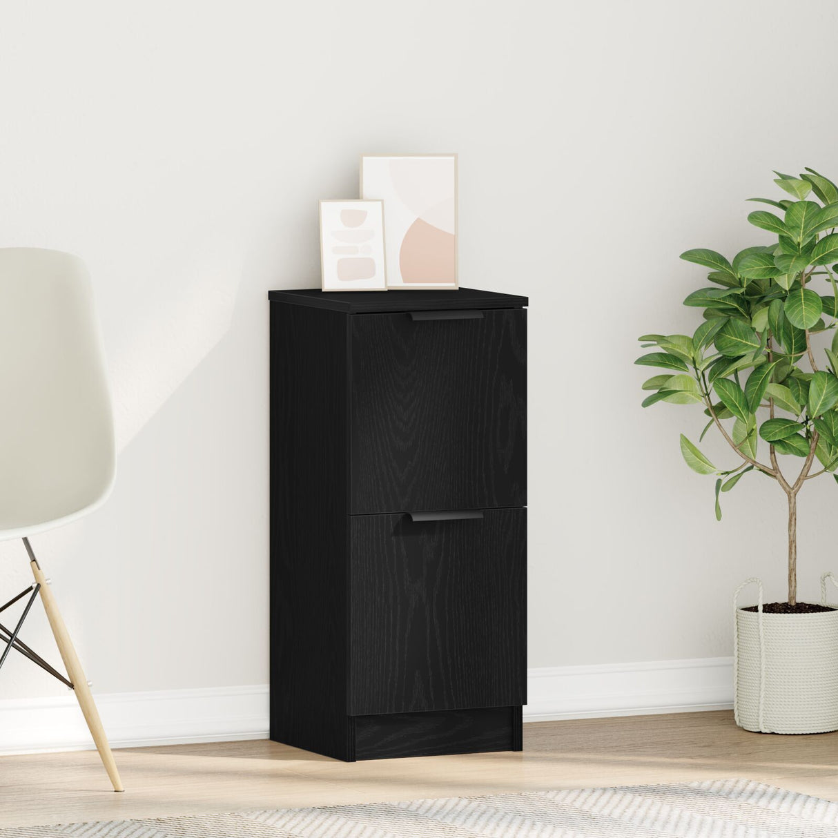 Black Oak Sideboard - 30X30X70 Cm, Made From Engineered Wood